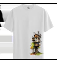 Treehouse City - %100 Pamuklu Erkek Beyaz Tişört - Premium Quality (Siyah - Beyaz)
