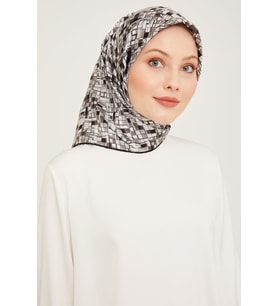 Armine İpek Eşarp Nostalji Sura 9004DS- (Siyah-Gri)