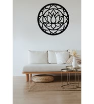 LOTUS ÇİÇEĞİ AHŞAP MDF DUVAR DEKORU TABLO (Siyah)