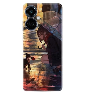 Camon 19 Pro Uyumlu Kılıf Silikon Desen Özel Seri Kız Ve Kedi 1762