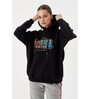 No Fear Kadın Sweatshirt Oversize Kapüşonlu Siyah 72476