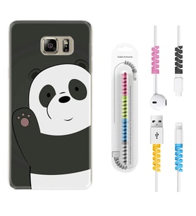Samsung S7 Edge S20 Fe Plus Ultra S21 S22 Kılıf Kablo Koruma Spiral Silikon Hello Panda 1709