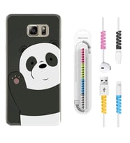 Samsung S7 Edge S20 Fe Plus Ultra S21 S22 Kılıf Kablo Koruma Spiral Silikon Hello Panda 1709