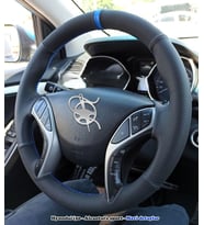 Hyundai i30 Elentra Araca Özel Dikmeli Direksiyon Kılıfı NOKTA NUBUK MAVİ İPLİ (Karışık)