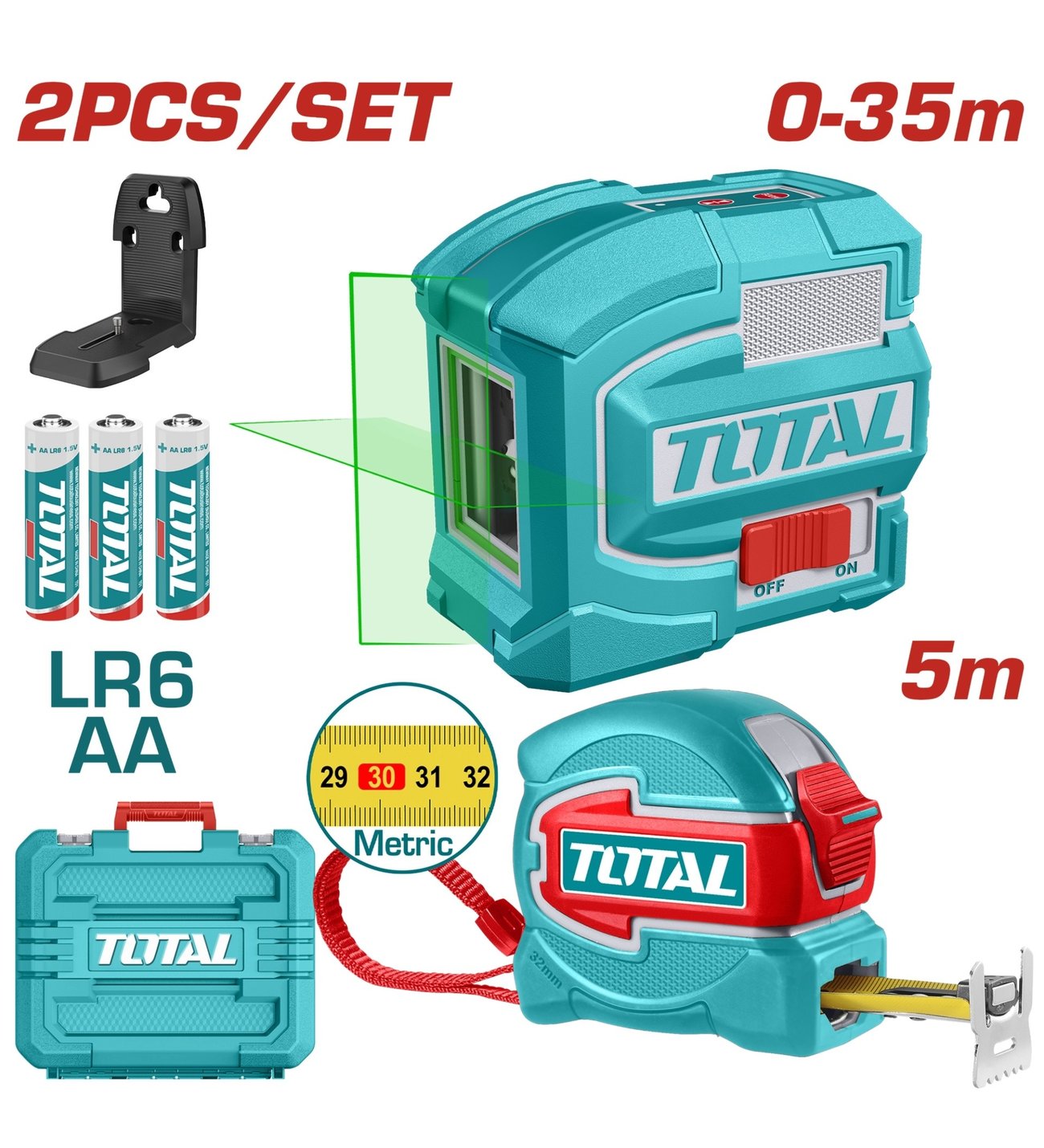 TOTAL LAZER HİZALAMA VE METRE SETİ TLL680081-1
