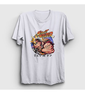 Presmono Unisex Beyaz Ryu Vs Ken V3 Street Fighter T-Shirt 411413tt