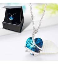 Monemel Swarovski Taşlı Mavi Kalp Kolye (Altın Kaplama) , Ankara Aynı Gün Teslimat (Kristal Mavi)