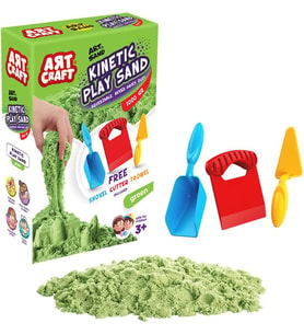 Craft 03692 Aksesuarlı Kinetik Oyun Kumu, Yeşil, 1000 gr