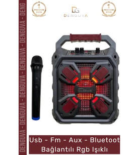 #Hoparlör Taşınabilir Bluetooth Amfili Hoparlör 65 inç USB Aux Şarjlı Mikrofon Siyah Karaoke Box