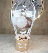 Sütlü Kahve Beyaz Gold Tonları Kişiye Özel Balon Kutusu
