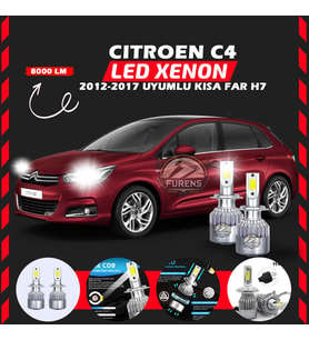 Citroen C4 2012-2017 Kısa Far Uyumlu Şimşek Etkili Led Xenon Performance Series H7