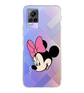 Vivo Y73 Uyumlu Kamera Korumalı Kapak Minnie Mouse Tasarımlı Şeffaf Silikon Kılıf