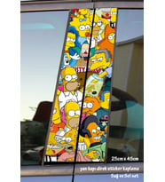 çizgi film sticker yan kapı direk kaplama 2li sol sağ takım yapıştırma