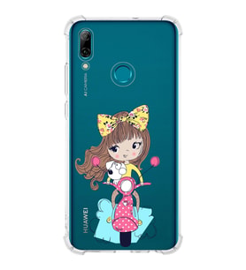 Huawei P Smart 2019 Uyumlu Köşe Korumalı Antişok Kapak Vespagirl Tasarımlı Şeffaf Silikon Kılıf