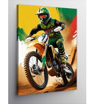 Kanvas Tablo Motokros Yapan Yarışçı