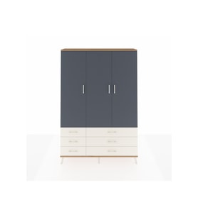 Arges Dolap 5 Raflı 6 Çekmeceli Tek Askılı 132x30x195 Çam-Antrasit/Aytaşı