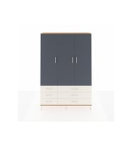 Arges Dolap 5 Raflı 6 Çekmeceli Tek Askılı 132x30x195 Çam-Antrasit/Aytaşı