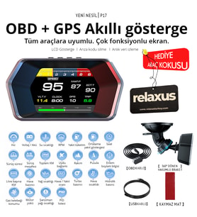 OBD + OBD 2 + GPS Çift Modlu Araç HUD LCD Ekranlı Akıllı Gösterge ve Arıza Tespit Cihazı Koku Hediye (Siyah)