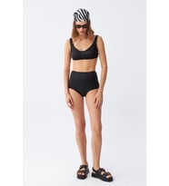 pilelistore- Kadın Basic Siyah Pedli Yüksek Bel Bikini Takımı