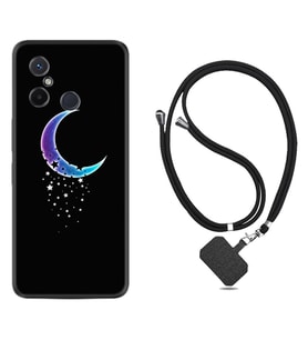 Xiaomi Redmi 12C Kılıf Resimli Boyun Askılı İpli Desenli Silikon Series Moon Star 1851
