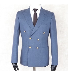 Jan Carlucci Yazlık Kruvaze -Yarım Astar- Metal Düğme Slimfit Drop 6 Ceket-Mavi