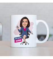 Kişiye Özel Kadın Patrona Hediye Karikatürlü Kupa Bardak