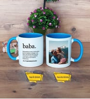 Babaya Hediye Kupa Bardak Mavi Fotoğraflı Babalar Günü Doğum Günü Hediyesi