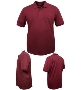 Erkek Büyük Beden 115 - 175 Kilo Arası Uygun Bedenli Likralı Pike Polo Yaka Cepli Tişört (Bordo)