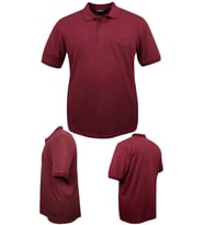 Erkek Büyük Beden 115 - 175 Kilo Arası Uygun Bedenli Likralı Pike Polo Yaka Cepli Tişört (Bordo)