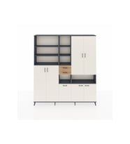 Arges Dolap 17 Raflı 2 Çekmeceli 7 Kapaklı 220x30x243 Antrasit-Aytaşı/Çam