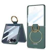 Lexroo Galaxy Z Flip 7 Kılıf M-safe Şarj Özellikli Kıpta Yüzüklü Flip Sert Kılıf - Koyu Yeşil