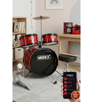 Midex CD300X-RD Akustik Junior Çocuk Baterisi Davulu Seti 5-14 Yaş İçin Full Set