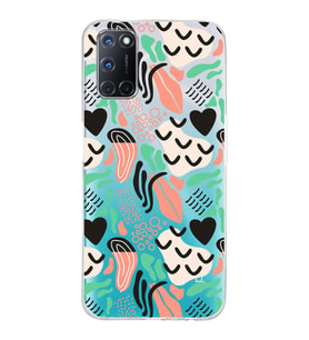 Oppo A92  ile Uyumlu 1mm Kapak Memphis Desen Tasarımlı Şeffaf Silikon Kılıf