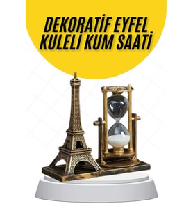 Dekoratif Eyfel Kulesi ve Kum Saati Vintage Tarzı Masa Süsü Biblo