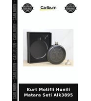 Özel Üretim Hediyelik Kurt Motifli Hunili Matara Seti Alk3895