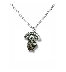 Sons of Anarchy Logo Figürlü Gümüş Renk Unisex Metal Kolye – Biker ve Dizi Temalı Takı