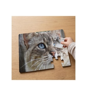 Mavi Gözlü Kedi Tasarımlı 24 Parça Ahşap Çocuk Puzzle MPK0209