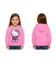 Unisex hello kity  Baskılı Çocuk Swaetshirt  Baskılı Kapüşonlu 3 İplik Şardonlu (Pembe)