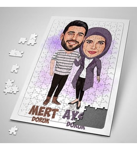 Kişiye Özel Yapboz Sonsuza Dek Seninle Sevgilim Karikatürlü Puzzle