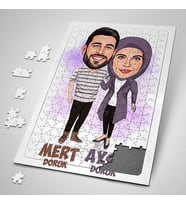 Kişiye Özel Yapboz Sonsuza Dek Seninle Sevgilim Karikatürlü Puzzle