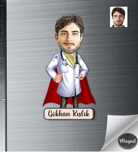 Kişiye Özel Doktor Erkek Ahşap Magnet -15