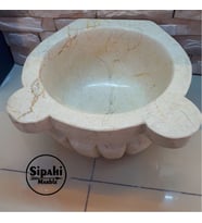 Sipahi Marble Bej Mermer Kavun Dilimli Kurna