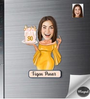 Kişiye Özel Doğum Günü Kadın Ahşap Magnet -2