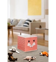 Tilki Baskılı Kiremit Renk Kapaksız Kutu 30x30x30 Cm (Renksiz)