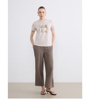 LCWAIKIKI Classic Haki Beli Lastikli Geniş Paça Kadın Pantolon
