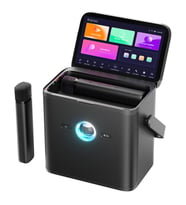 Ikarao Partybox Shell S3 80W Karaoke Bluetooth Hoparlör Seti, 7.1" Dahili Tablet, 2 Kablosuz Mikrofon, RGB Işıklı Taşınabilir Hoparlör, Siyah