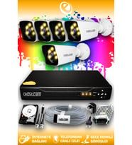 ELITCAM 5 Kameralı Kare 5 Dış Kamera Set 2 TB HDD Full HD Renkli Gece Görüşlü Güvenlik Kamerası Sistemi