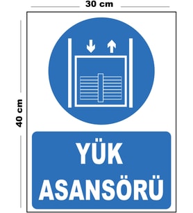 Metal Yük Asansörü 30cm x 40cm A3 Büyüklüğünde Uyarı Levhası Yönlendirme Tabelası