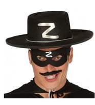 Z Logolu Yetişkin Zorro Şapkası ve Zorro Maskesi