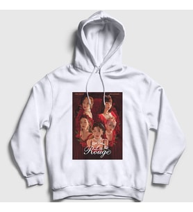 Presmono Unisex Beyaz La Rouge K-Pop Red Velvet Kapüşonlu Sweatshirt 276677tt